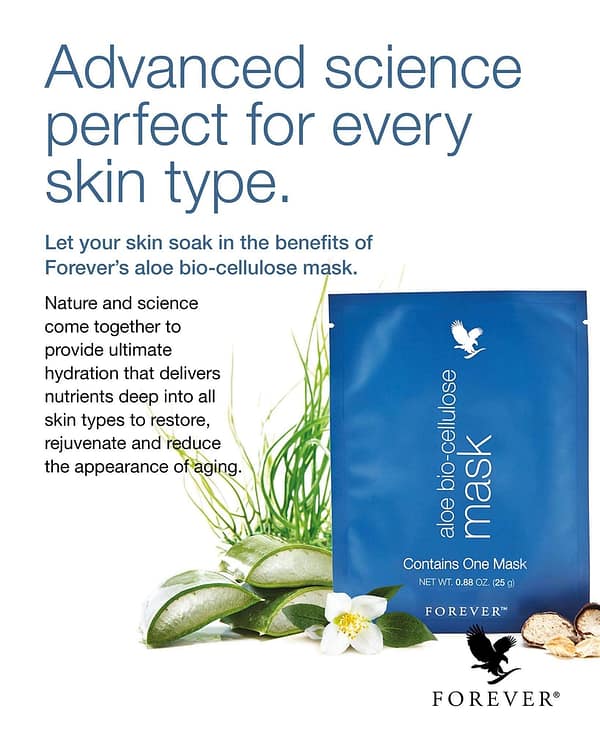 Advanced science perfect for every skin type - Aloe bio-cellulose make - Forever Living Products